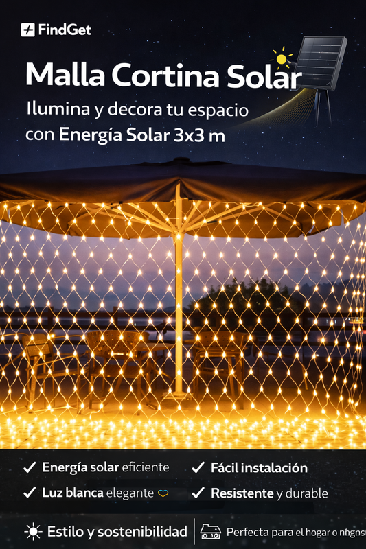 Cortina LED Solar 3x3 m – Decoración Inteligente para Todo el Año