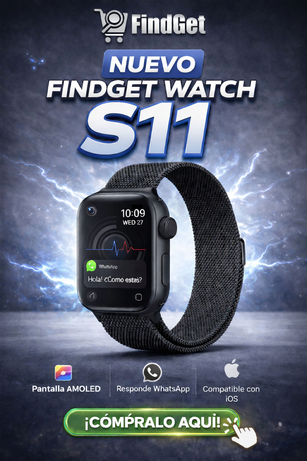 FINDGET WATCH SLIM 11 | Diseño Elegante y Correa Magnética